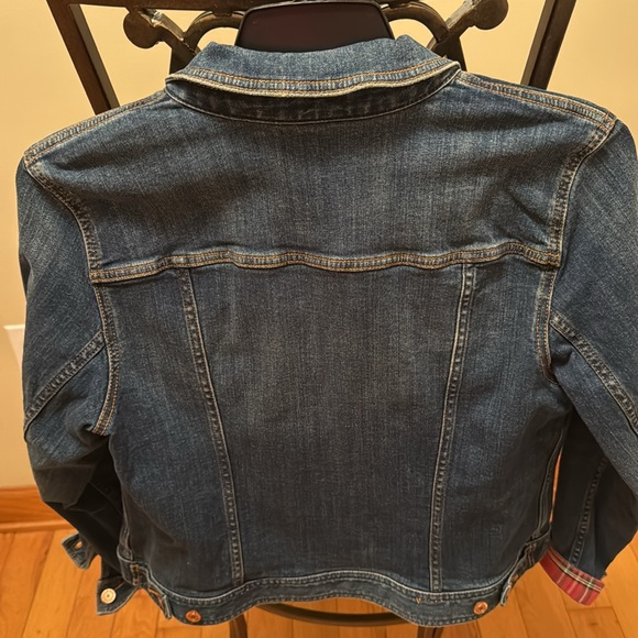 Talbots Jean Jacket with Tartan Plaid Cuffs - size large - NWT - Picture 5 of 12